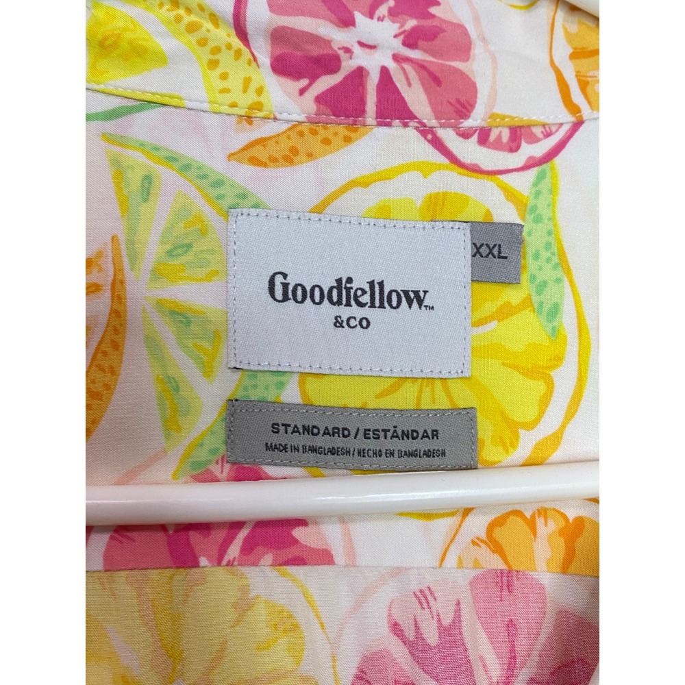 Goodfellow & Co Mens XXL Tropical Citrus Fruit Print Short Sleeve Camp Shirt - Picture 4 of 7